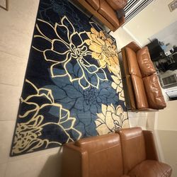 Gently Used Living Room Set 3 Genuine Leather Sofas 