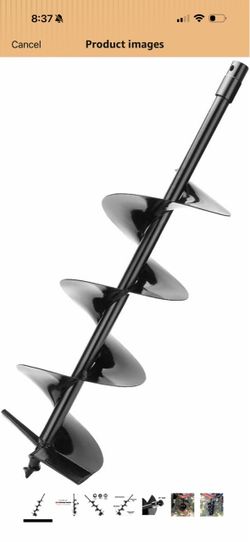 Earth Auger Drill Bit,7/8" Shaft & 31” Length Augers for Gasoline Earth and Ice Auger Power Heads (8 Inch, Black Post Hole Digger) $40