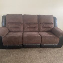 Brown Reclining Living Room Set For Sale ASAP!