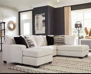 Ashley Furniture Cambri 2-Piece Sectional Sofa w/ Double Chaise – Cream