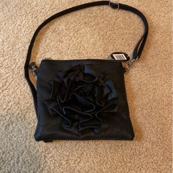 Black Small Flower Design Shoulder Bag Purse