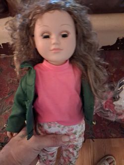 18-Inch Girl Doll with Brown Curly Hair