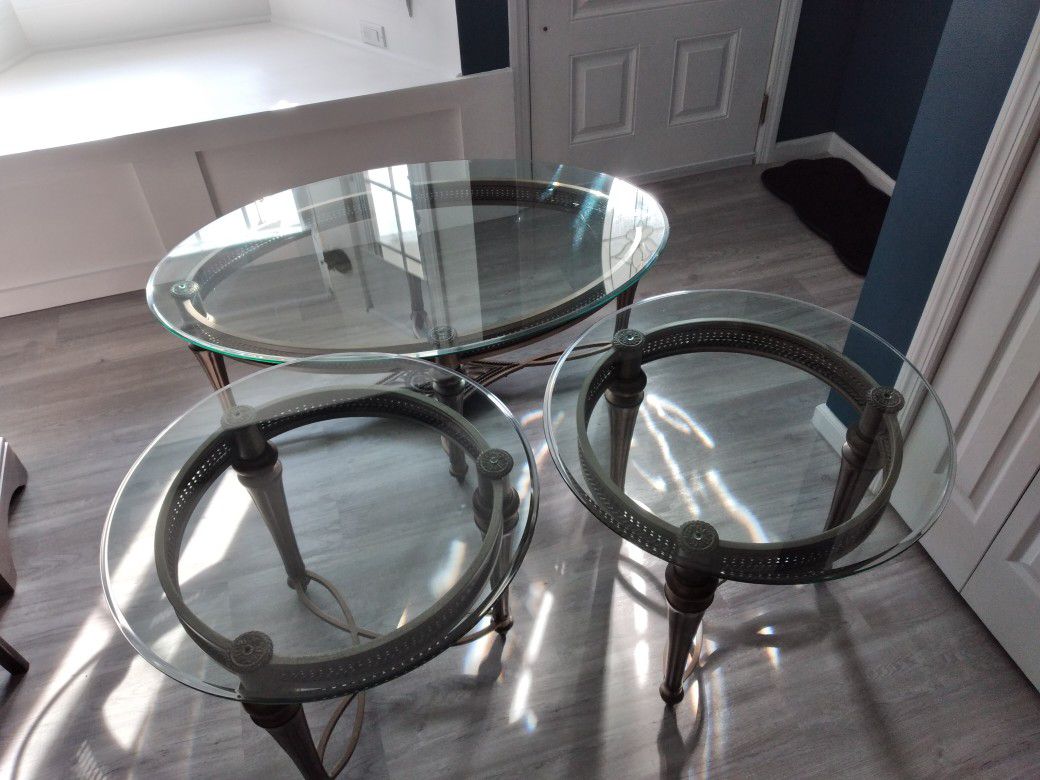 3 Piece Glass Table Set