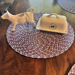 Vintage cow creamer and butter dish 