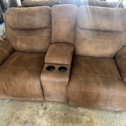 Brown 2-Seat Recliner Sofa 