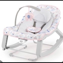 Ingenuity Keep Cozy 3-In-1 Grow With Me Vibrating Baby Bouncer Seat & Infant To Toddler Rocker - Burst (Pink), Newborn And Up  Open box item  INVENTOR