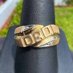 Jewelry 10k solid yellow gold natural diamond 0.01CTW DAD ring size 10.75