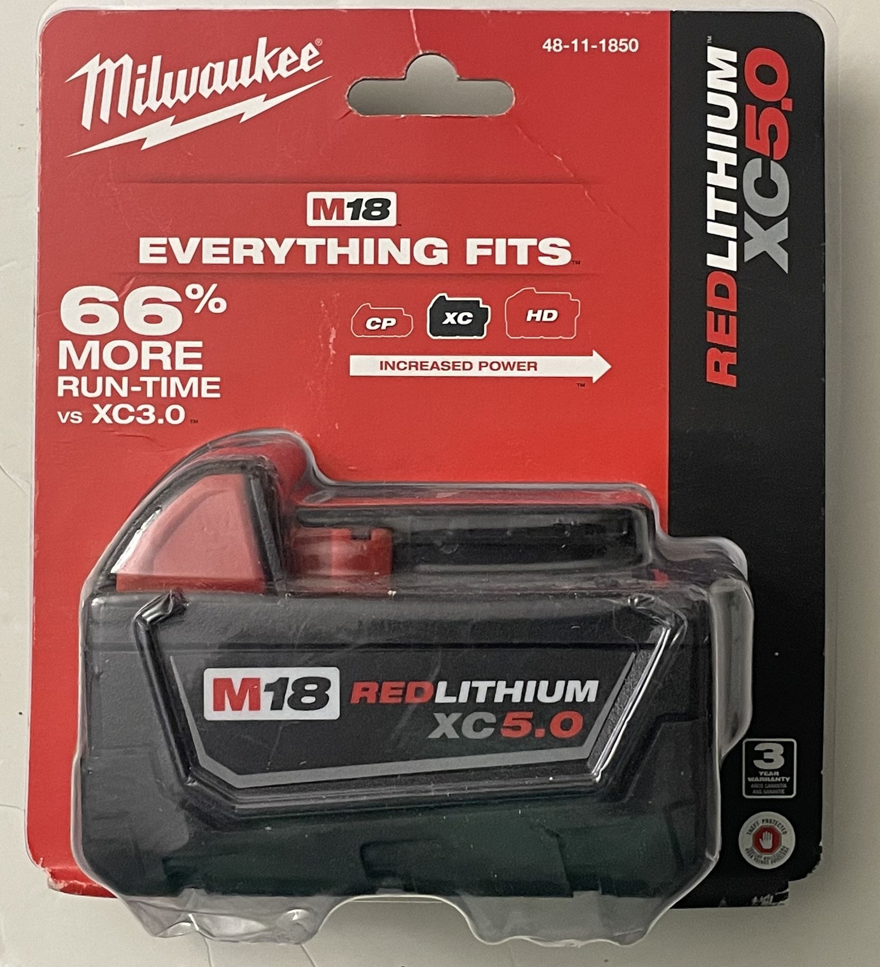 Milwaukee M18 18-Volt 5.0 Ah Lithium-Ion XC Extended Capacity Battery Pack