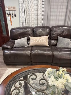 Leather sofa and love seat.