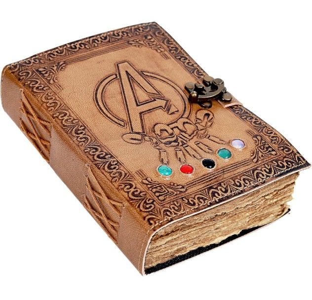 Avengers Marvels Logo Thanos Stone Embossed Vintage Leather Sketchbook