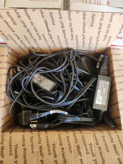 free, box of laptop chargers mostly HP