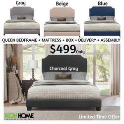 QUEEN BEDFRAME + MATTRESS + BOX SPRING 🚚 🔥