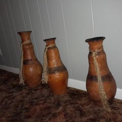 Mid Centry German Wood Glass Antiquie Vases