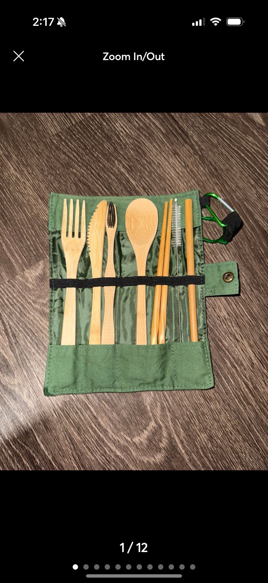 Solid Bamboo Individual Silverware Straw Chopsticks Set Roll up Case & 2 Brushes