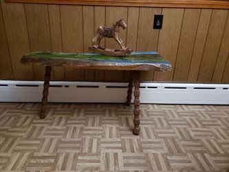 Hand Painted Wood Slat Coffee Table Or Bench
