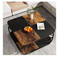 Tribesigns Square Coffee Table with 2 Tiers