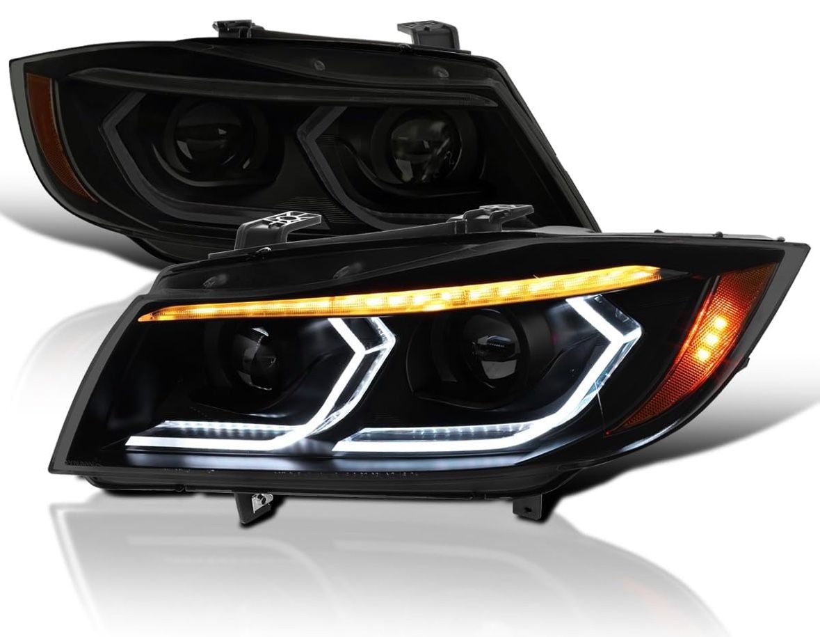 Bmw 328i 2006-2011 Spec-D Tuning Black Smoke Dual Projector Headlights