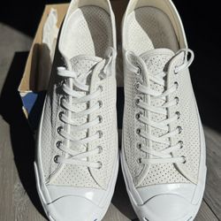 Converse Jack Purcell Signature OX White / White Sneaker Shoes (Men’s 10.5”) 