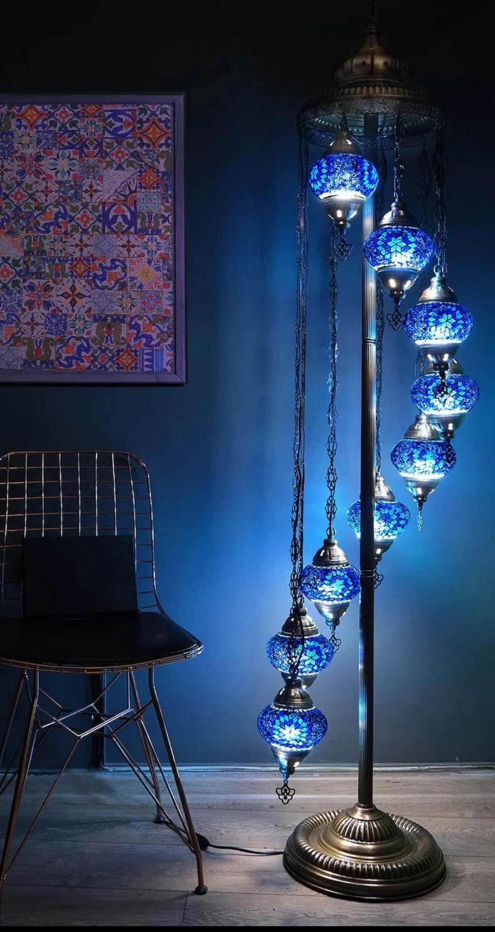 Mosaic Moroccan 9 Globe Floor Lamp NEW