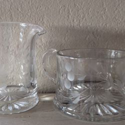 Princess House Creamer & Sugar Bowl Crystal Glass