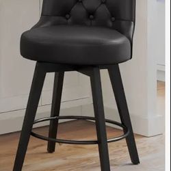 26.0-in H Counter height Upholstered Swivel Wood Bar Stool
