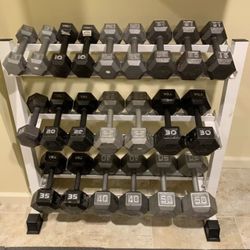 Steel Hex 3-50 Complete Set Of 12 Pairs Of Dumbbells