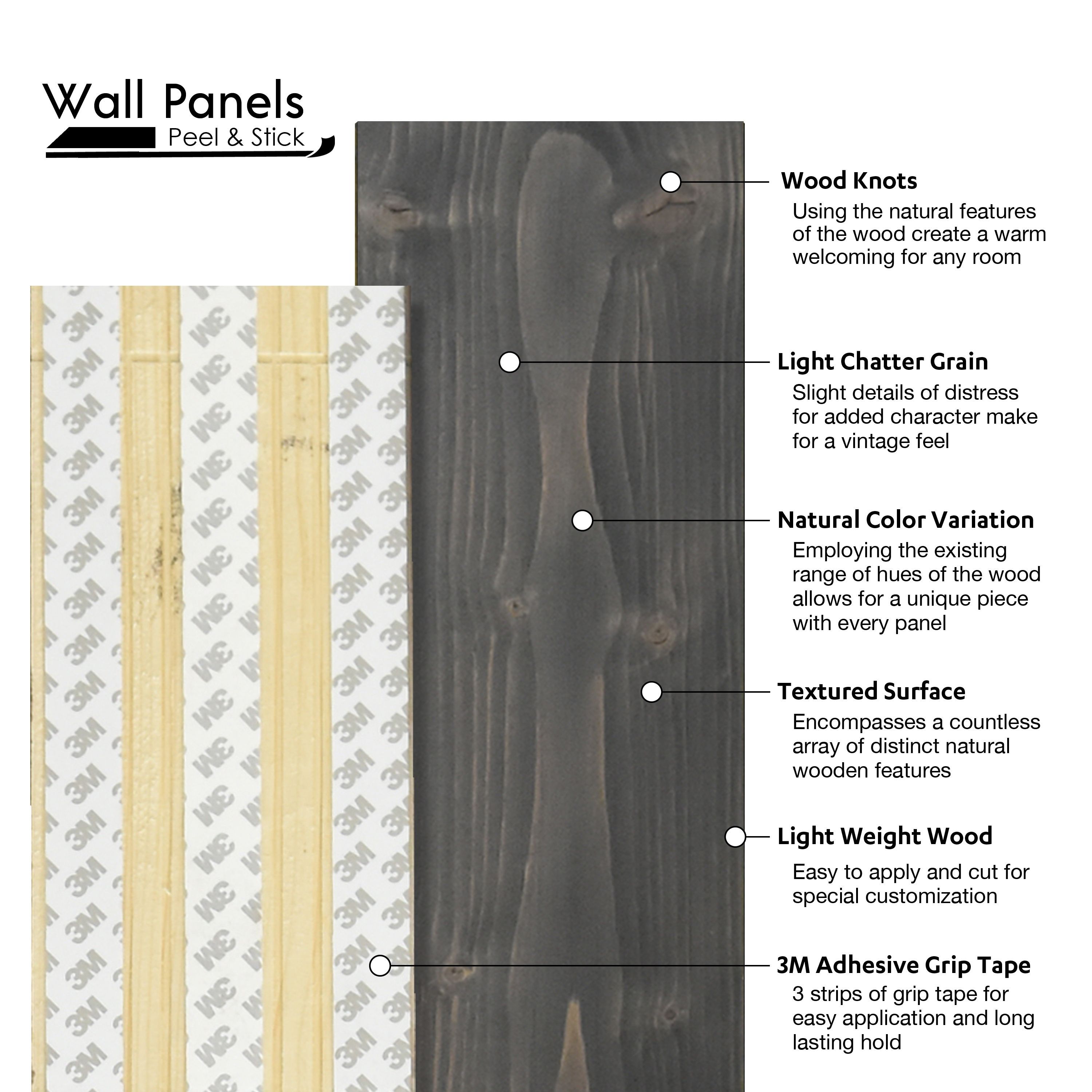 Solid Wood Wall Paneling | Peel & Stick | 19.5 sq ft
