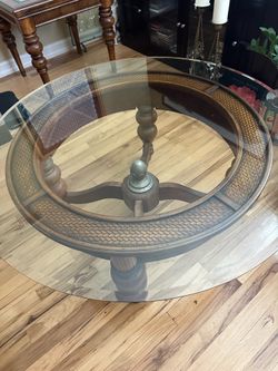 Ethan Allen coffee table with glass top
