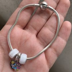 Pandora Bracelet Bundle W/Stitch + Murano Charms