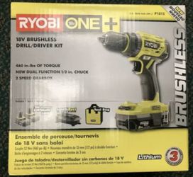 Ryobi ONE+ 18V Brushless Drill/Driver & 1 Battery Kit - Brand New