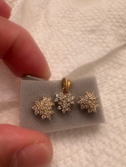 Set Heart Pendant and Earrings