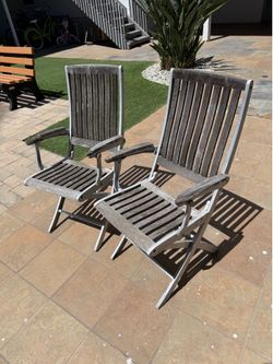 Vintage Set of 2 Teak and Metal Folding Arm Chair