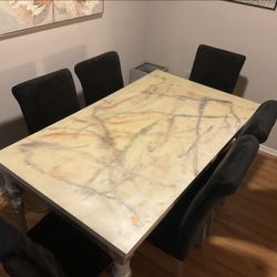 Custom Epoxy Dining Table With 6 Chairs