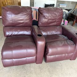 Real Leather Recliner Sofa