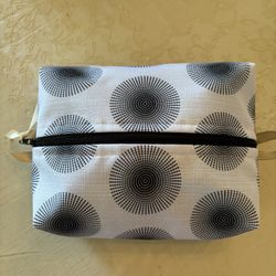 Boxy Pouch -,New - Handcrafted -  Black/White - Zipper Closure 