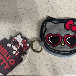 Hello Kitty Denim Heart Glasses Coin Purse