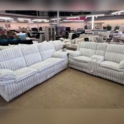 Living room 2 Piece corduroy reclining sofa and loveseat set 