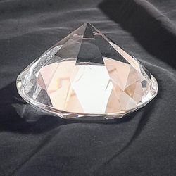 Large Diamond Shaped Crystal Paperweight Decor 