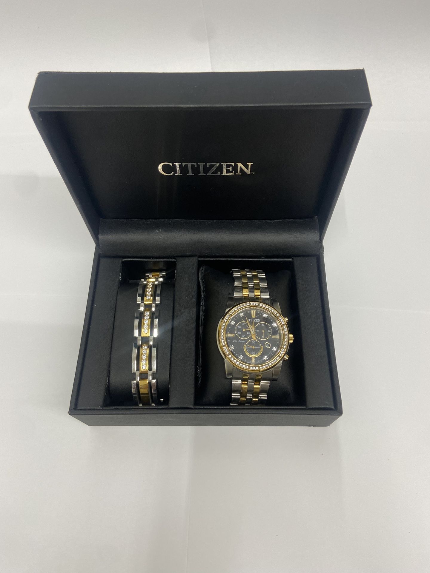 Citizen Eco-Drive Men's Chronograph Two Tone Steel 10ATM 42mm Watch With Bracelet