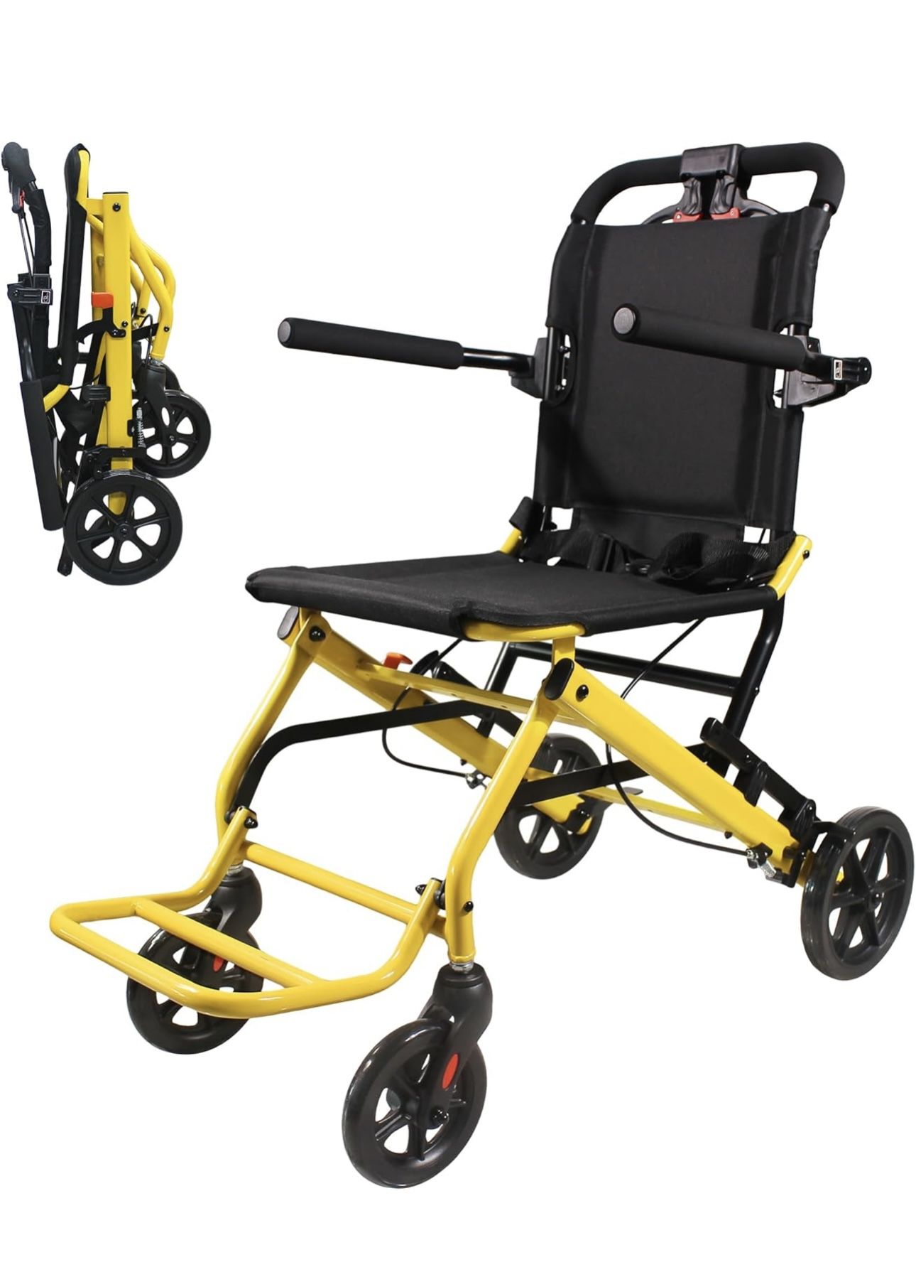 Ultra-Lightweight Transport Wheelchair for Adults & Elderly,220lbs Capacity,16.2" Seat,Portable Design
