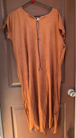 Rust Orange Maxi Dress with Tie Neck