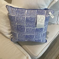 Outdoor Decorative Pillow - Coastal Nautical Blue Pillow