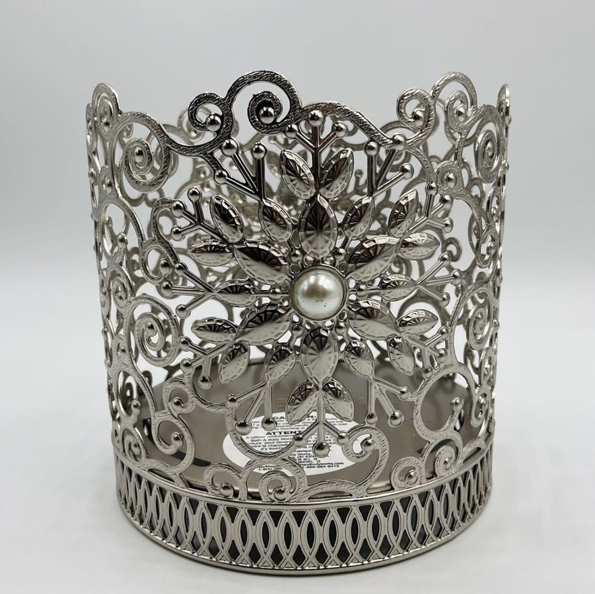 Bath and Body Works Silver Snowflake 3-Wick Candle Holder