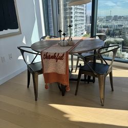 Round Wooden Dining Table and Chairs