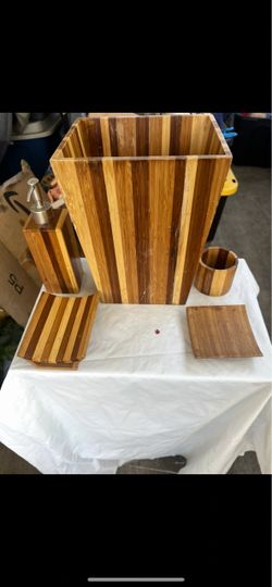 Bamboo Bathroom Accessory Set 5 Piece