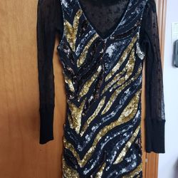 Tiger ANIMAL PRINT GATSBY STYLE SPARKLY TUNIC SHIRT SIZE M