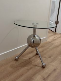 Chrome and glass side table