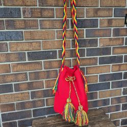 Like New Hand Woven Crossbody With Side Fringe &  Multicolored Straps