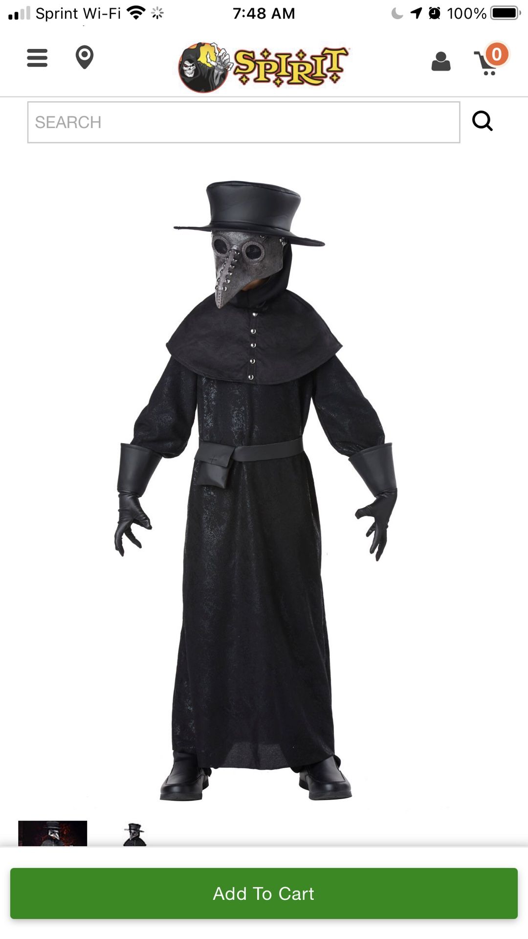 Plague Doctor halloween Costume Youth-L