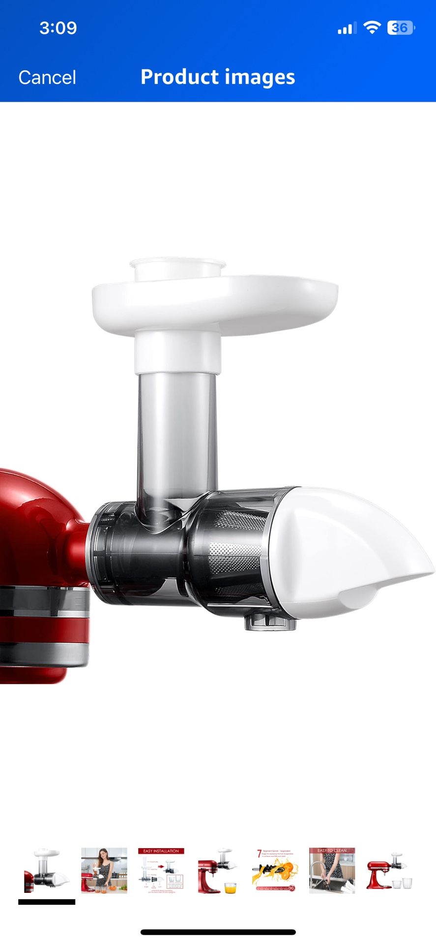 Masticating Juicer Attachment for KitchenAid Stand Mixers, Masticating Juicer, Slow Juicer Attachment for KitchenAid Stand Mixers, White(Machine/Mixer